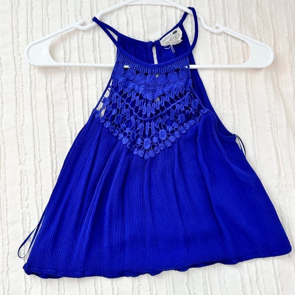 La Hearts Tops - LA Hearts Blue Halter Crop Top Sz. S